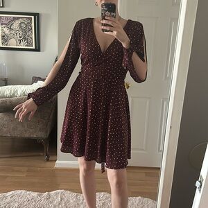 Laundry By Shelli Segal Burgundy dress with open long Sleeves